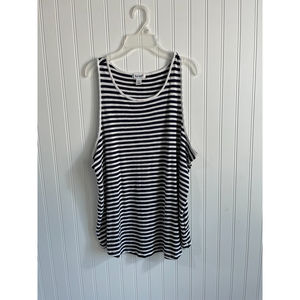 Old Navy Women's Large Navy White Stripe Round Neck Tank Top Summer‎